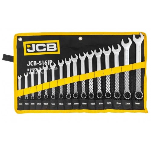 Набор ключей рожково-накидных JCB Tools в чехле, (6-24мм), 16од. JCB-5161P