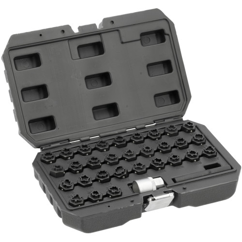 Головки к секретным винтам колесных дисков Mercedes YATO с квадрат-1/2", компл. 32 шт YT-060390