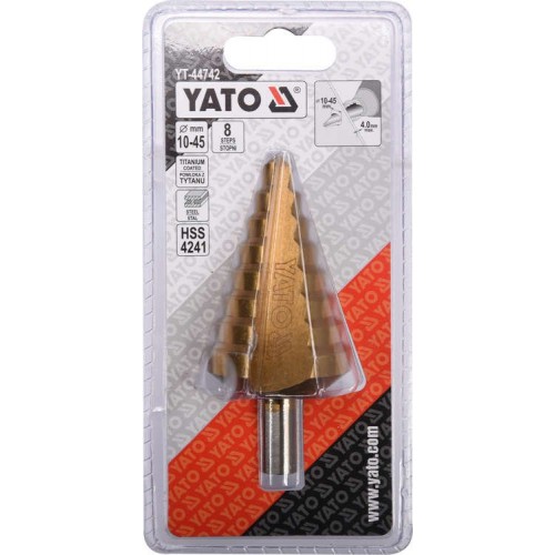 Сверло по металлу конусное ступенчатое HSS 4241 10-45 мм YATO YT-44742
