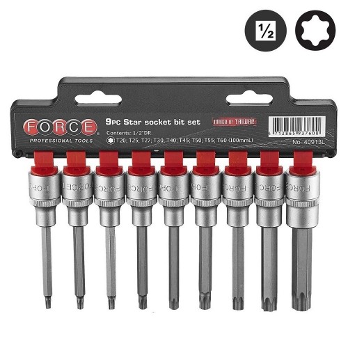 Набор головок-бит 1/2" Е-профиль (Torx) удлиненных 9 пр., L=100 мм