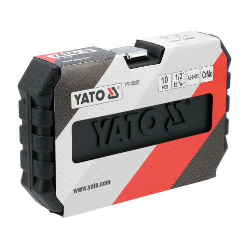 Набір головок ударних 6-гранних подовжених YATO 1/2", М= 10- 27 мм, 10 шт. YT-10557