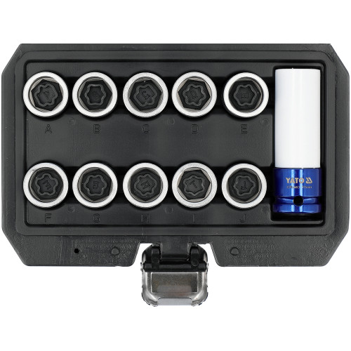 Головки до секретних гвинтів колісних дисків TOYOTA YATO з квадрат-1/2", - 11шт YT-060396