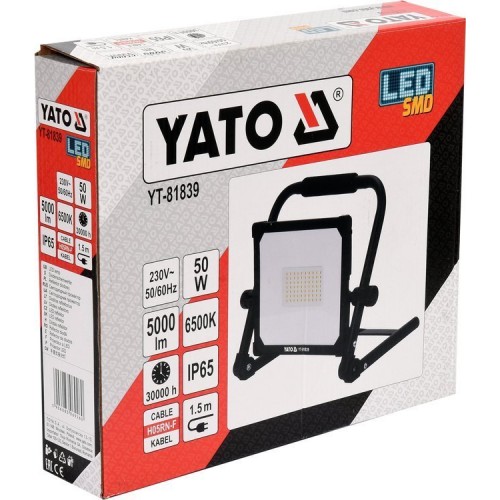 Светодиодный прожектор переносной 50W 5000LM YATO YT-81836