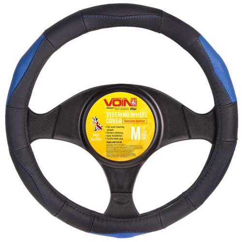 Чехол руля VLOD-L285 BK/BL M черн-син/БО/перф/кожа (VLOD-L285 BK/BL M)