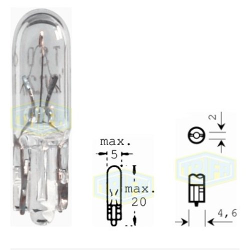 Лампа автомобільна з клиновидним цоколем Trifa 24-30V 1W W 2x4,6d (01701)