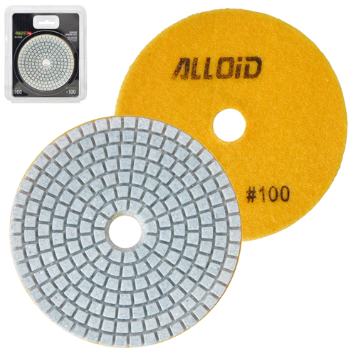 Круг алмазный шлифовальный  на липучке Alloid Pro 100 мм, зерно  100
