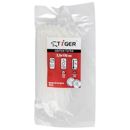 Хомут пластиковий Tiger ТСТ W3.5 х 150 100 шт./уп. бiлий (ТСТ W3.5 х 150)