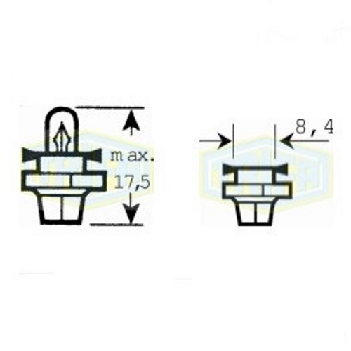 Лампа автомобільна з клиновидним цоколем Trifa 12V 1,2W BX8,4d (02715)