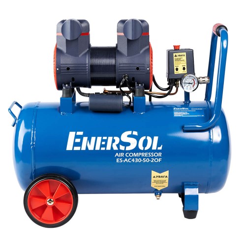 Компресор повітряний безмасляний 230 В; 50л; 430 л/хв; EnerSol ES-AC430-50-2OF
