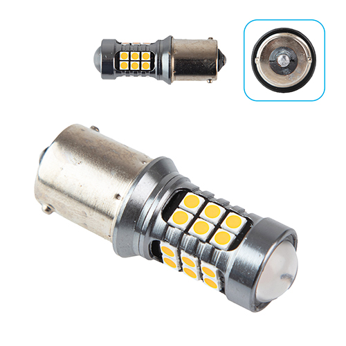 Лампа PULSO/габаритная/LED 1156/S25/BA15s/P21W/24+3SMD-3030/12-24v/2w/400lm Yellow (LP-54324)