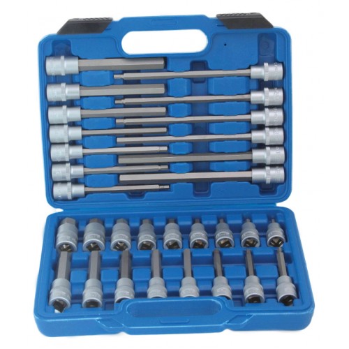 Набор экстра длинных ключей HEX с насадками 1/2"-30 единиц SATRA S-SH3012