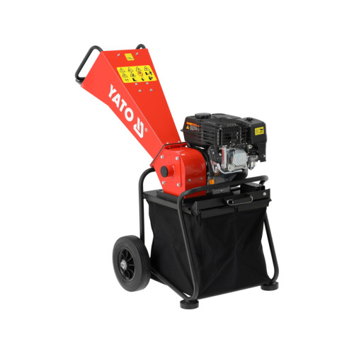 Измельчитель веток бензиновый YATO 4,1 кВт, двигатель 196 см3, для веток до Ø 50 мм, бак 3,6 л, контейнер 64 л YT-86150