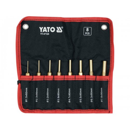 Выколотки латунные YATO: Ø= 1,5- 7,8 мм, l= 90 мм, компл. 8 шт YT-47124