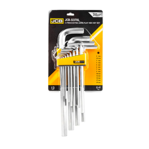Набор удлинённых Г-образных шестигранных ключей HEX 13 шт. (2–19 мм) JCB Tools JCB-5137XL