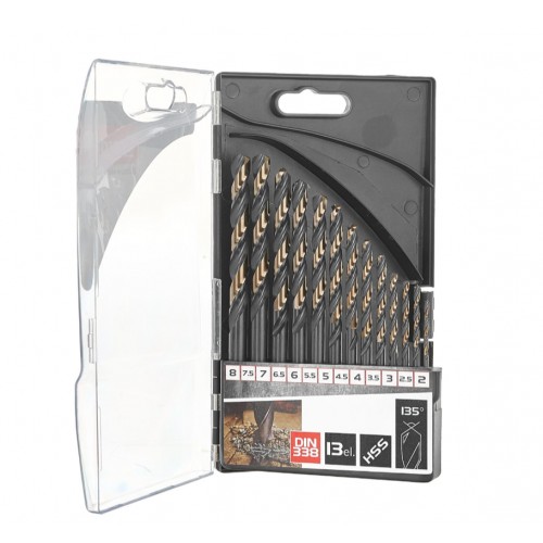 Набор сверл по металлу 13 ед. HSS 2.0-8.0 мм (black & gold) GEKO T02000