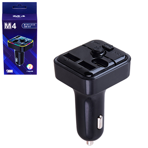 Модулятор FM 5в1 M4 12-24v 2USB 5V-3.1A Type C 5V-3.1A TF card BT5.0 RGB-ambient light (M4)