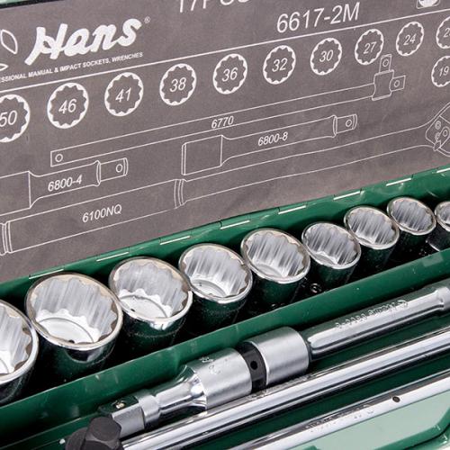 HANS. Набор торц головок 3/4"DR 19-50мм,12гран.,17 предм.(6617-2M 12PT) (6617-2M 12PT)
