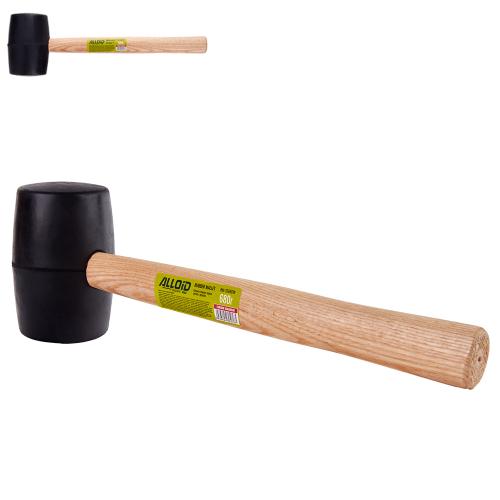 Киянка резиновая 680г, черная, ручка из дерева Alloid RM-16680W