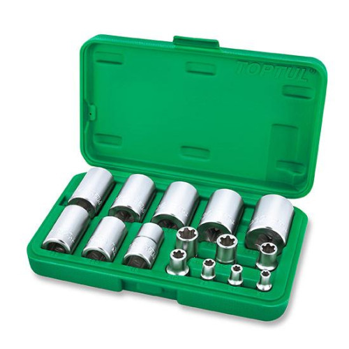 Набор головок Torx Plus EP 1/4", 3/8", 1/2" EP6-EP32, 15 ед. TOPTUL GAAI1501