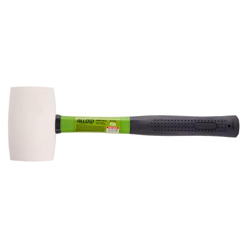Киянка резиновая 450г, белая с ручкой из фибергласа Alloid RM-15450F