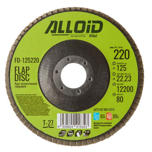 Круг лепестковый торцевой ALLOID 125 мм, зерно 220, T27