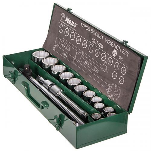HANS. Набор торц головок 3/4"DR 19-50мм,12гран.,17 предм.(6617-2M 12PT) (6617-2M 12PT)