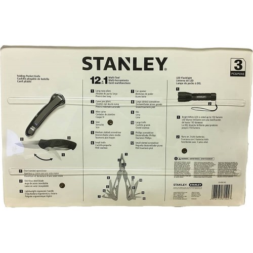 Универсальный инструмент MULTI-TOOL 12 в одном + складной карманный нож + фонарик STANLEY STHT81502-0