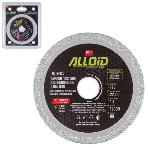 Диск алмазний із суцільною кромкою, ультратонкий Alloid Pro125мм