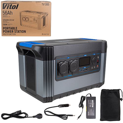 Портативный источник питания Vitol TV1300, 220В/1300Вт/LiFePo4 1254Вт/ч, чистый синус (TV1300)