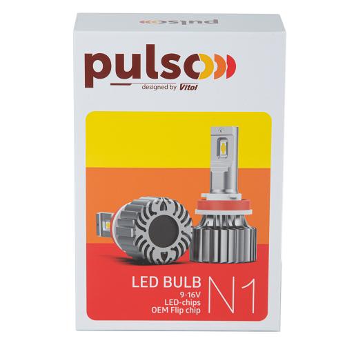 Лампы PULSO N1-H4-H/L/LED-chips OEM PHILIPS Flip chip/9-16V/2*70W/8500Lm/6500K (N1-H4)