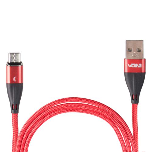 Кабель магнитный VOIN USB - Micro USB 3А, 1m, red (быстрая зарядка/передача данных) (VC-6101M RD)