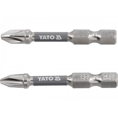 Біти для шуруповерта YATO, сталь S2; PH2 х 50мм. хвостовик 1/4", 2 од. YT-78021