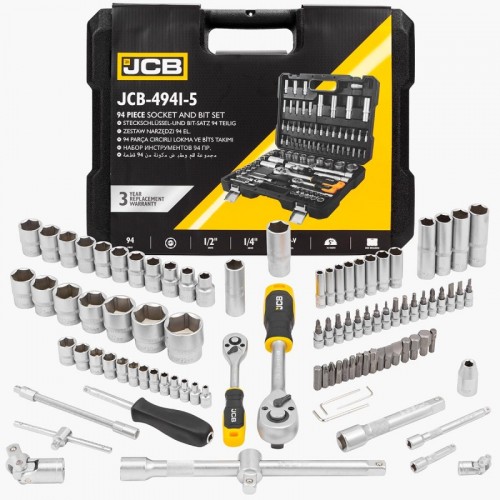 Набір інструментів JCB Tools 94 шт, (6 гранний) 1/4", 1/2" JCB-4941-5