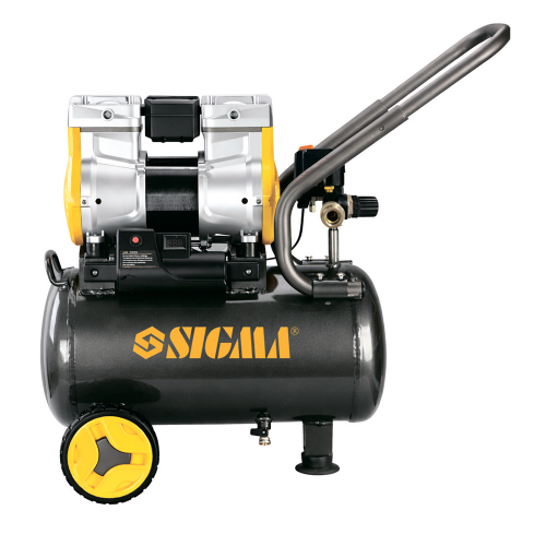 Компрессор двухцилиндровый безмасляный 1,5 кВт, 268 л/мин, 8 бар, ресивер 30 л SIGMA 7042211