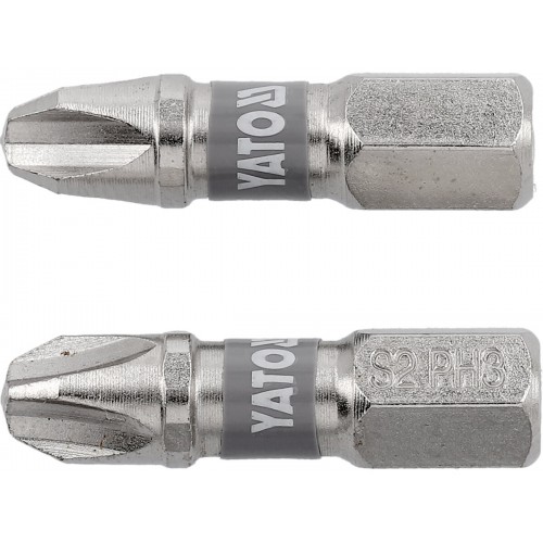 Биты для шуруповерта YATO; PH3 х 25мм. сталь S2. 6-гранный хвостовик 1/4",