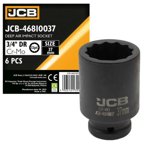 Головка торцевая ударная глубокая 3/4" 37 мм (12-гранная) JCB Tools JCB-46810037