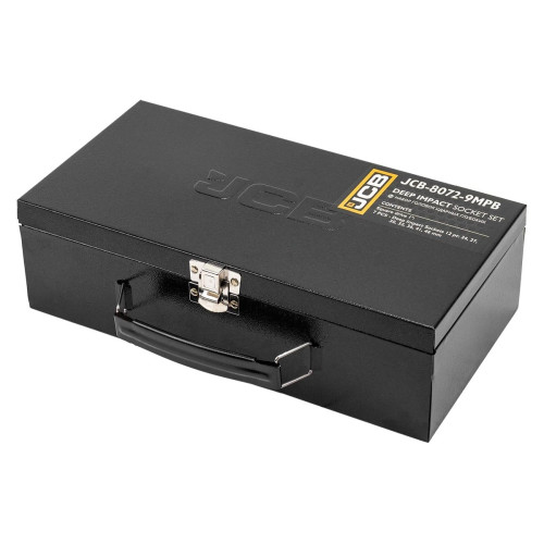 Набор глубоких ударных головок JCB 1" (12-гранные) 24-46 мм, 7 предметов в металлическом кейсе JCB-8072-9MPB