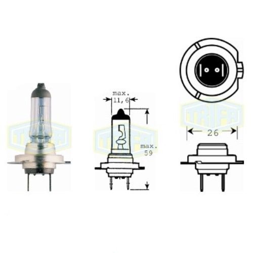 Лампа автомобільна Галогенна лампа для фари Trifa H7 12V 55W Xenon blue (61607)