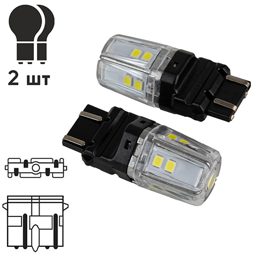 Лампа PULSO/габаритная/LED 3157/W2.5x16q/12SMD-2835/2контакта/9-36v/550/100lm/WHITE (LP-66315W)