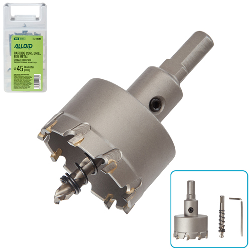 Сверло корончатое твердосплавное по металлу  Alloid Base  45мм