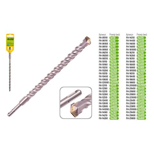 Alloid. Бур по бетону SDS-plus S4 8x210мм (FH-08210)