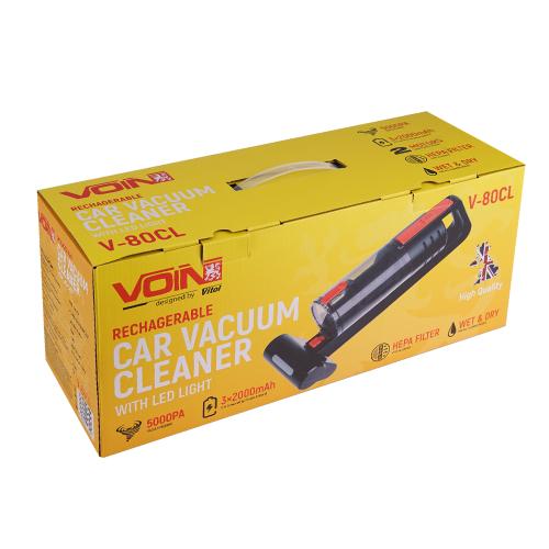 Пылесос "VOIN" V-80CL 100W/АКБ-3х2000mAh/Turbo щетка/Led фонарь/влажная и сухая чистка/сумка (V-80CL)