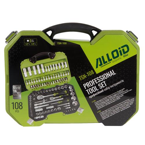 Alloid. Универсальный набор инструмента 1/4" & 1/2", 108 предм. (6 гран.) Трещотки 72 зуба.(TSN-10)