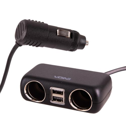 Разветвитель прикуривателя VOIN 2 выхода + 2USB 2400mA 12/24V SC-2004L провод (SC-2004L)