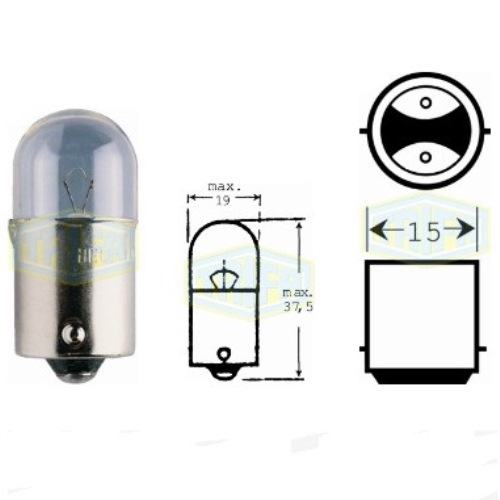 Лампа автомобільна Сферична лампа Trifa 24V R5W BA 15d (01314)
