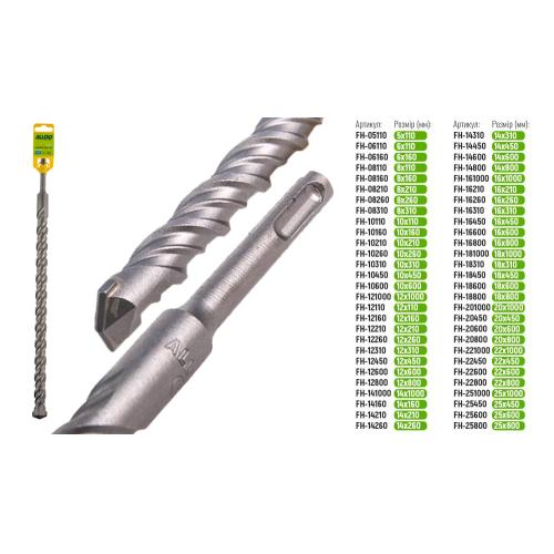 Бур по бетону SDS-plus S4 25x450мм Alloid (FH-25450)