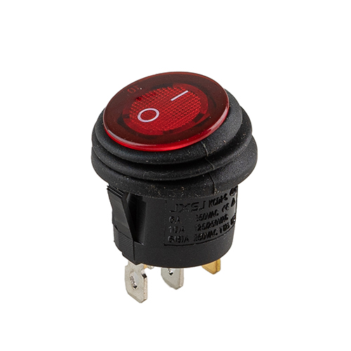 Переключатель on-off с подсветкой 12V круглый 3pin RED 22*22*16мм 6A 250V 10A 125/250V (YJ-WF03B)