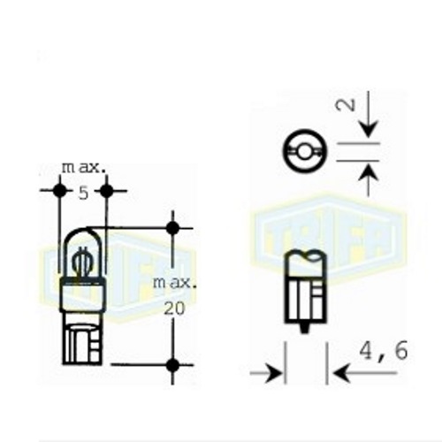 Лампа автомобільна з клиновидним цоколем Trifa 12V 1,2W W 2x4,6d (02706)