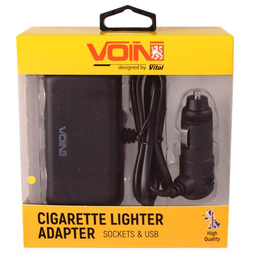 Разветвитель прикуривателя VOIN 2 выхода + 2USB 2400mA 12/24V SC-2004L провод (SC-2004L)