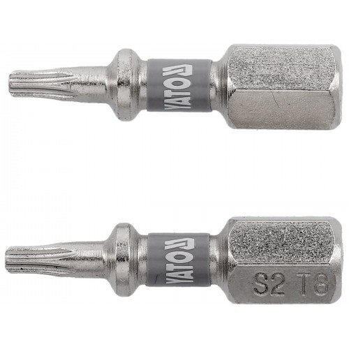 Биты для шуруповерта YATO; "TORX" T8 х 25мм. сталь S2. 6-гранный хвостовик 1/4", 2шт. YT-78010